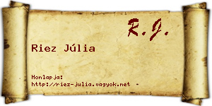 Riez Júlia névjegykártya